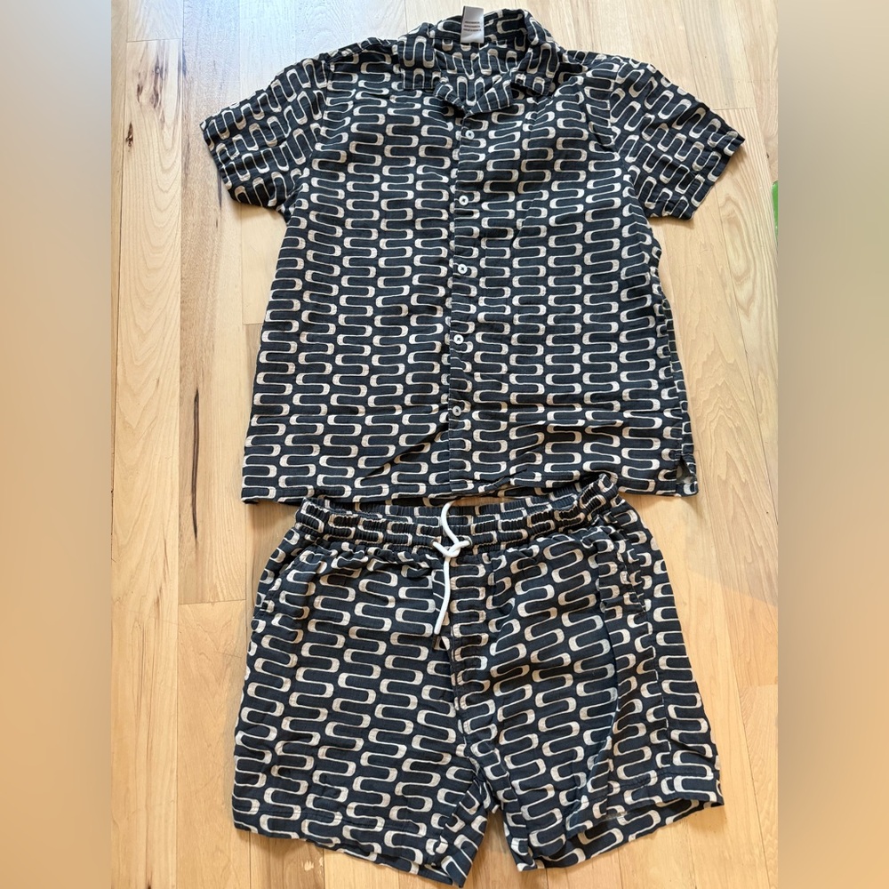 Dandy Del Mar Grenadine Truffle Men's Short Sleeved Shirt and Shorts Set Size L